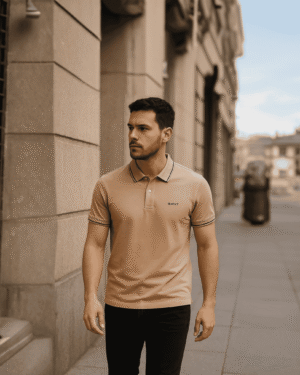 Beige Brown Gant Colared T-shirt