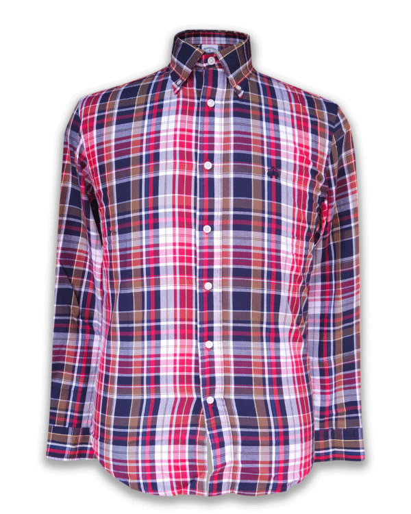 BROOKS BROTHER NAVY AND WHITE CHECK SHIRT